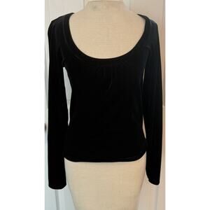 Anthropologie Odille Velvet Top Sz MED Black Puff Sleeve Holiday Party Date EUC